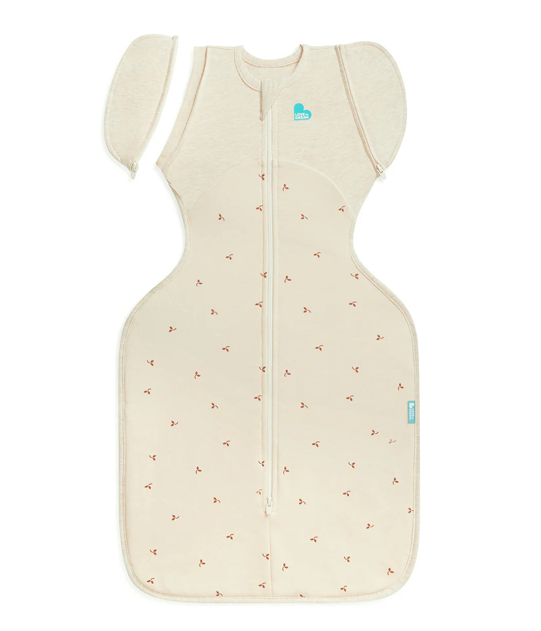 Swaddle Up™ Stage 2 Transition Bag Stretch Cotton Fleece 1.5 Tog - Oatmeal Twigs