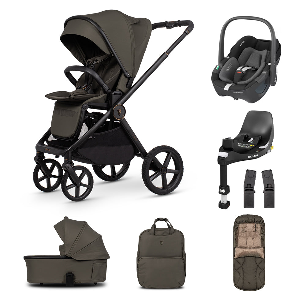 Upline 3 - 2in1 Essential Bundle, Maxi Cosi Pebble 360 & Familyfix 360 Base Travel System Bundle