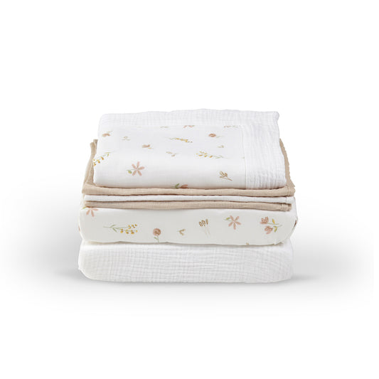 white beige universal-co-sleeper-crib-bedding-set-nursery-cuddle-co-kaliedy-2
