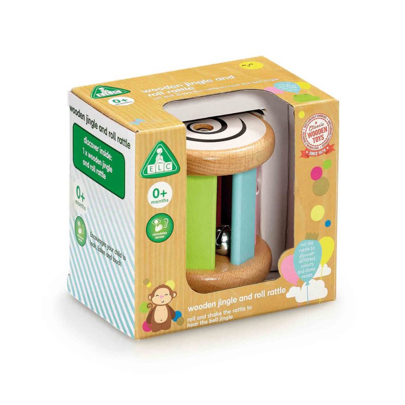 Wooden Jingle and Roll Rattle