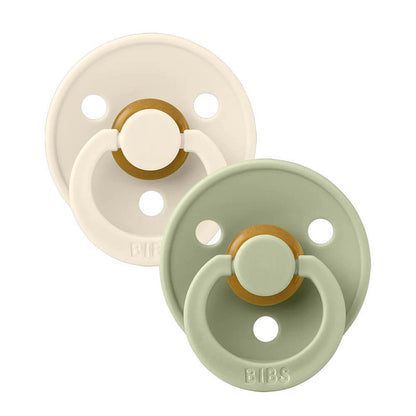 Latex Round Colour Soother 2pk Ivory/Sage