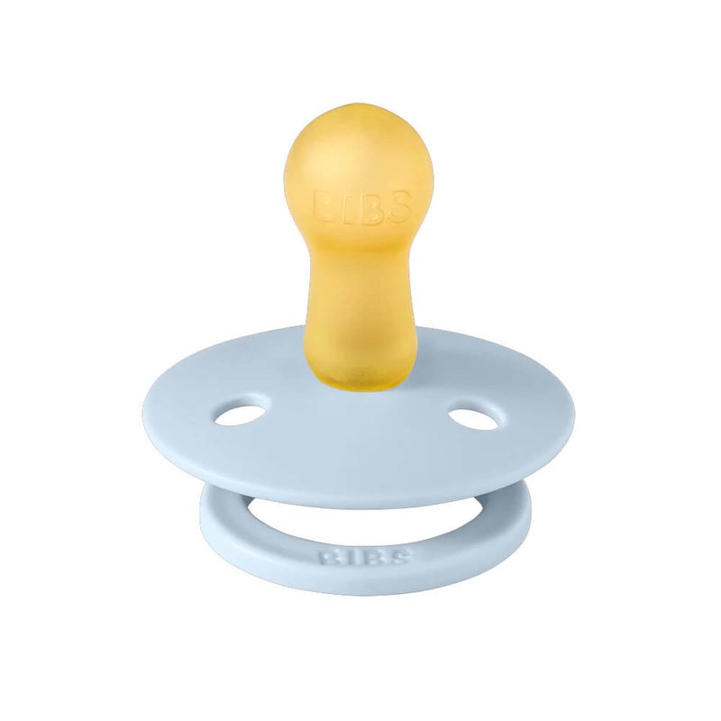 Latex Colour Round Soother 2pk Iron/Baby Blue