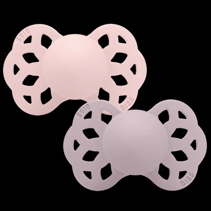Silicone Infinity Symmetrcial Soother 2pk Blossom/Dusky Lilac