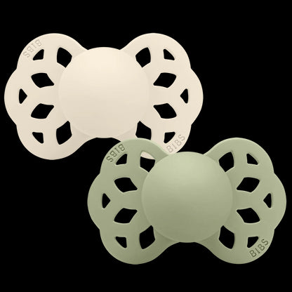 Silicone Infinity Symmetrical Soother 2pk Ivory/Sage