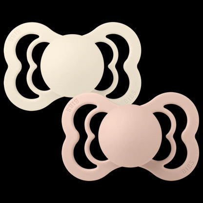 Silicone Supreme Symmetrical Soother 2pk Ivory/Blush