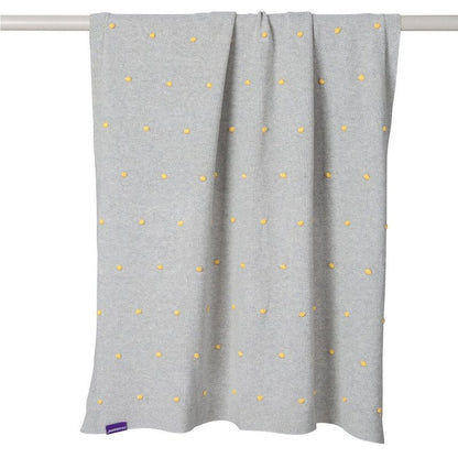Knitted Pom Pom Baby Blanket - Grey