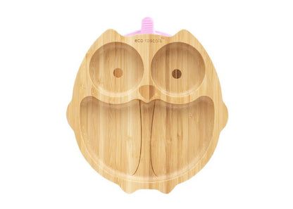 Bamboo Owl Suction Plate - Pink