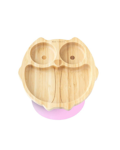 Bamboo Owl Suction Plate - Pink