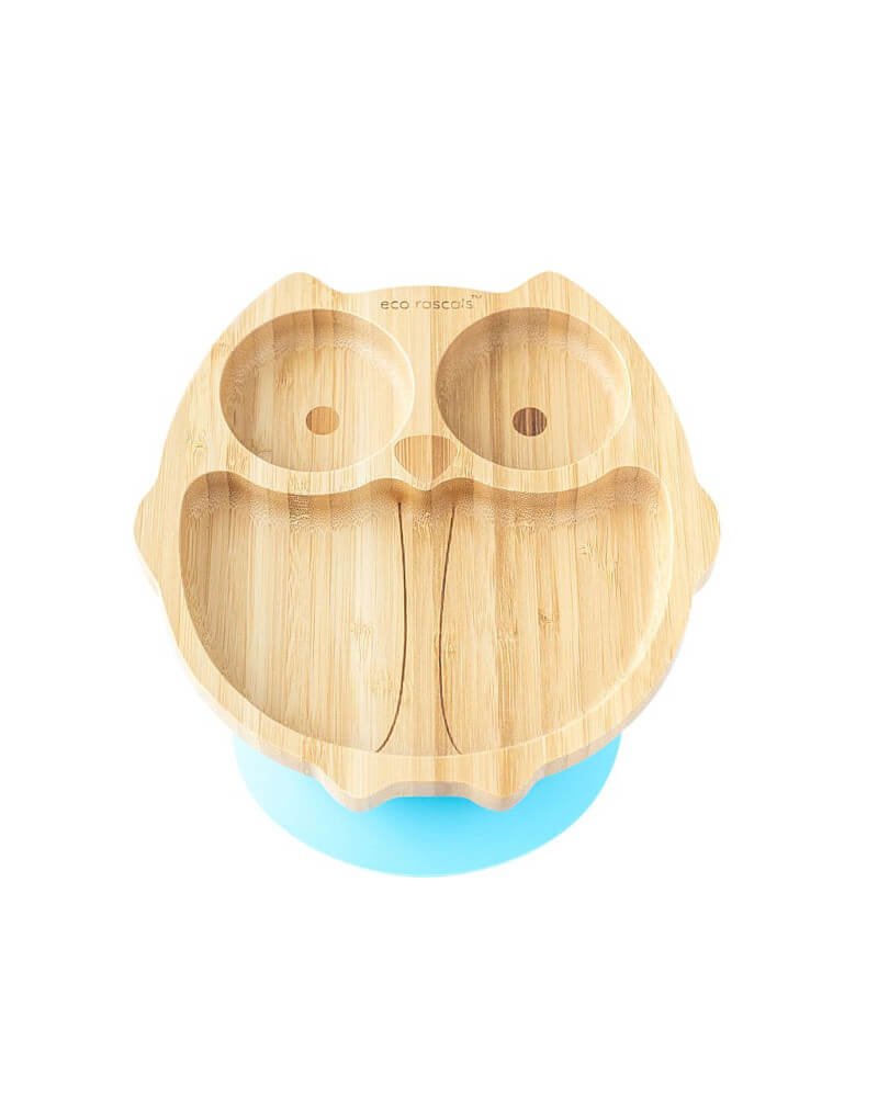 Bamboo Owl Suction Plate - Blue
