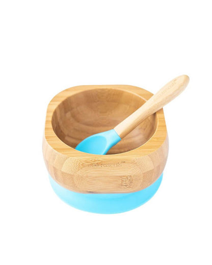 Bamboo Suction Bowl and Spoon set - Blue
