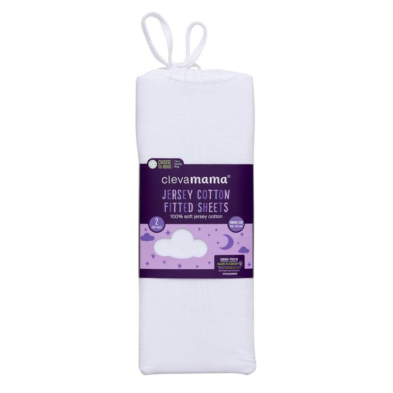 Travel Cot Sheets 2pk - White