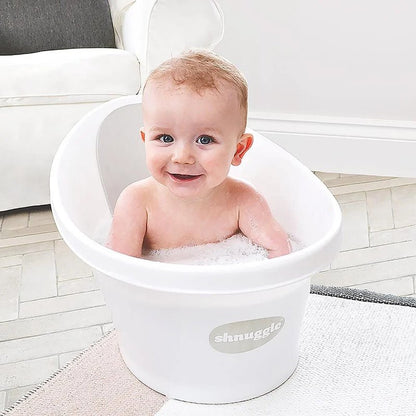Baby Bath With Plug & Foam Backrest - White