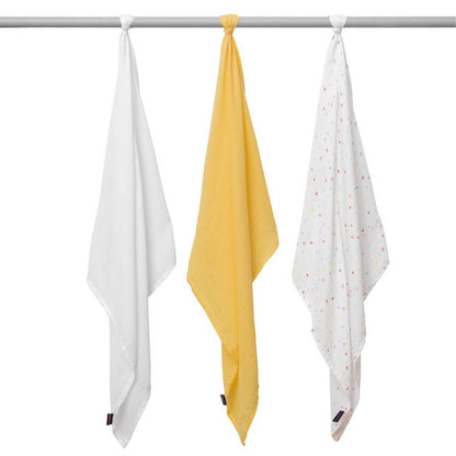 Bamboo & Cotton Muslin Cloth Set 3pk - Yellow