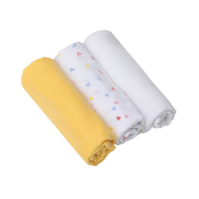 Bamboo & Cotton Muslin Cloth Set 3pk - Yellow