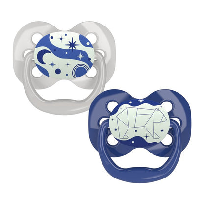 Dr Brown Advan Stage 1 Glow in the Dark Soother 2ok 0-6m- Blue