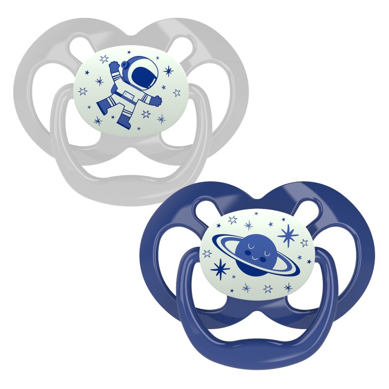 Dr Brown Advan Stage 2 Glow in the Dark Soother 2pk 6-18m - Blue