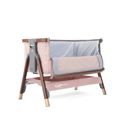 CoZee Luxe Bedside Crib - Walnut & Blush