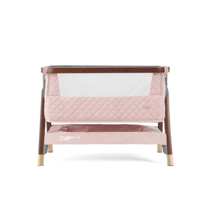 CoZee Luxe Bedside Crib - Walnut & Blush