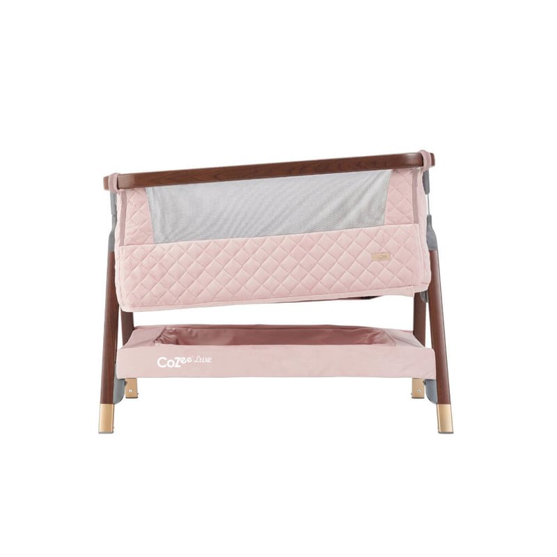 CoZee Luxe Bedside Crib - Walnut & Blush