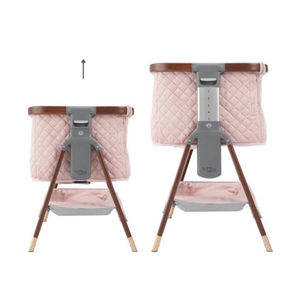 CoZee Luxe Bedside Crib - Walnut & Blush