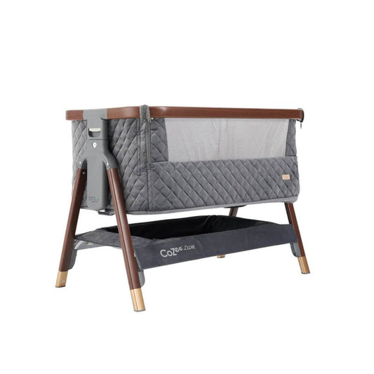 CoZee Luxe Bedside Crib - Walnut & Slate