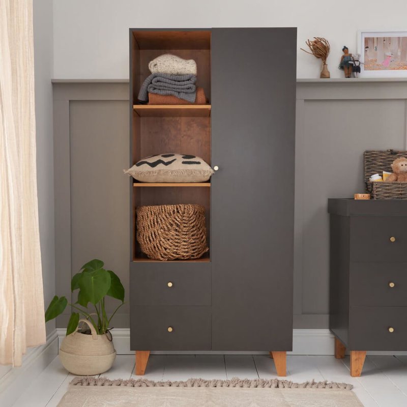 Tutti Bambini Como Wardrobe - Slate Grey/Rosewood