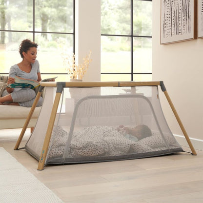 CoZee Go Travel Cot - Oak & Charcoal